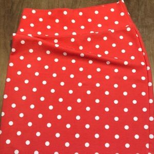 LuLaRoe Cassie pink with white polka dots